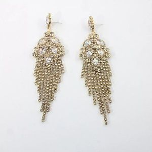 Gold large chandelier statement earring Pearl